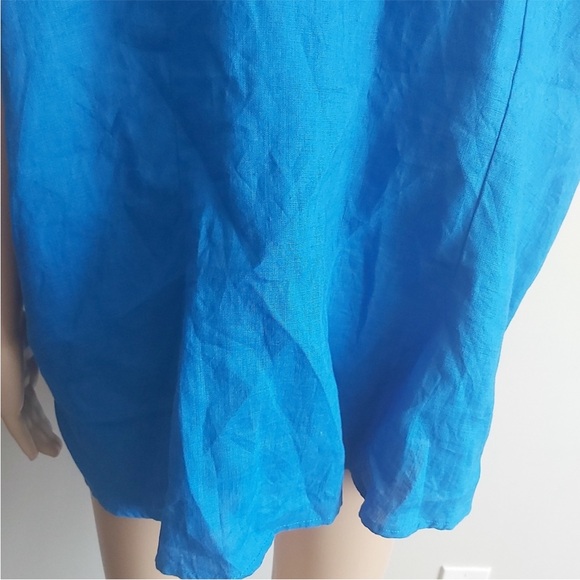 Ecologie linen top size 2X blue button down short sleeves collared shirt - Picture 8 of 11